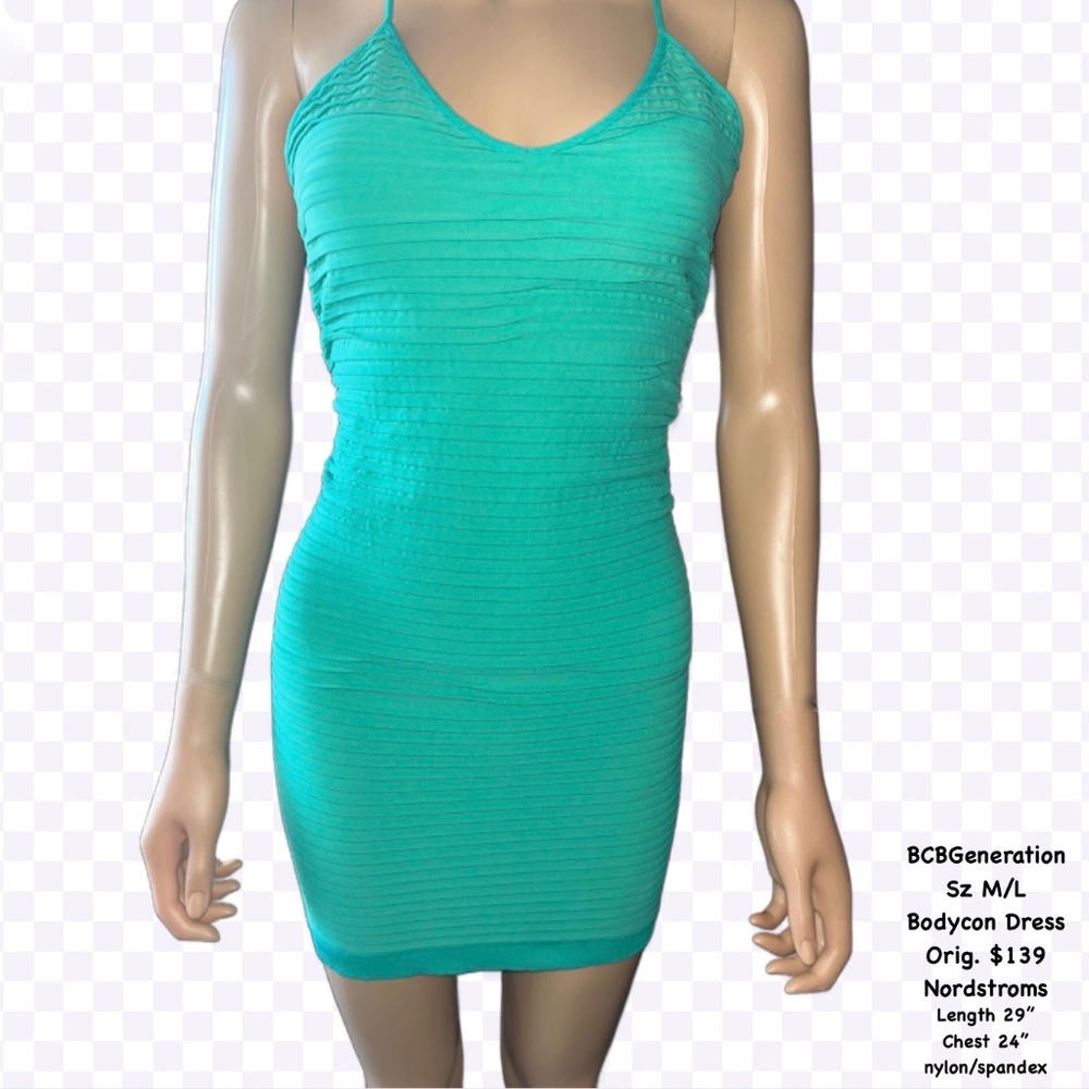 BCBGeneration Green Ruched Bodycon Dress Sz M/L